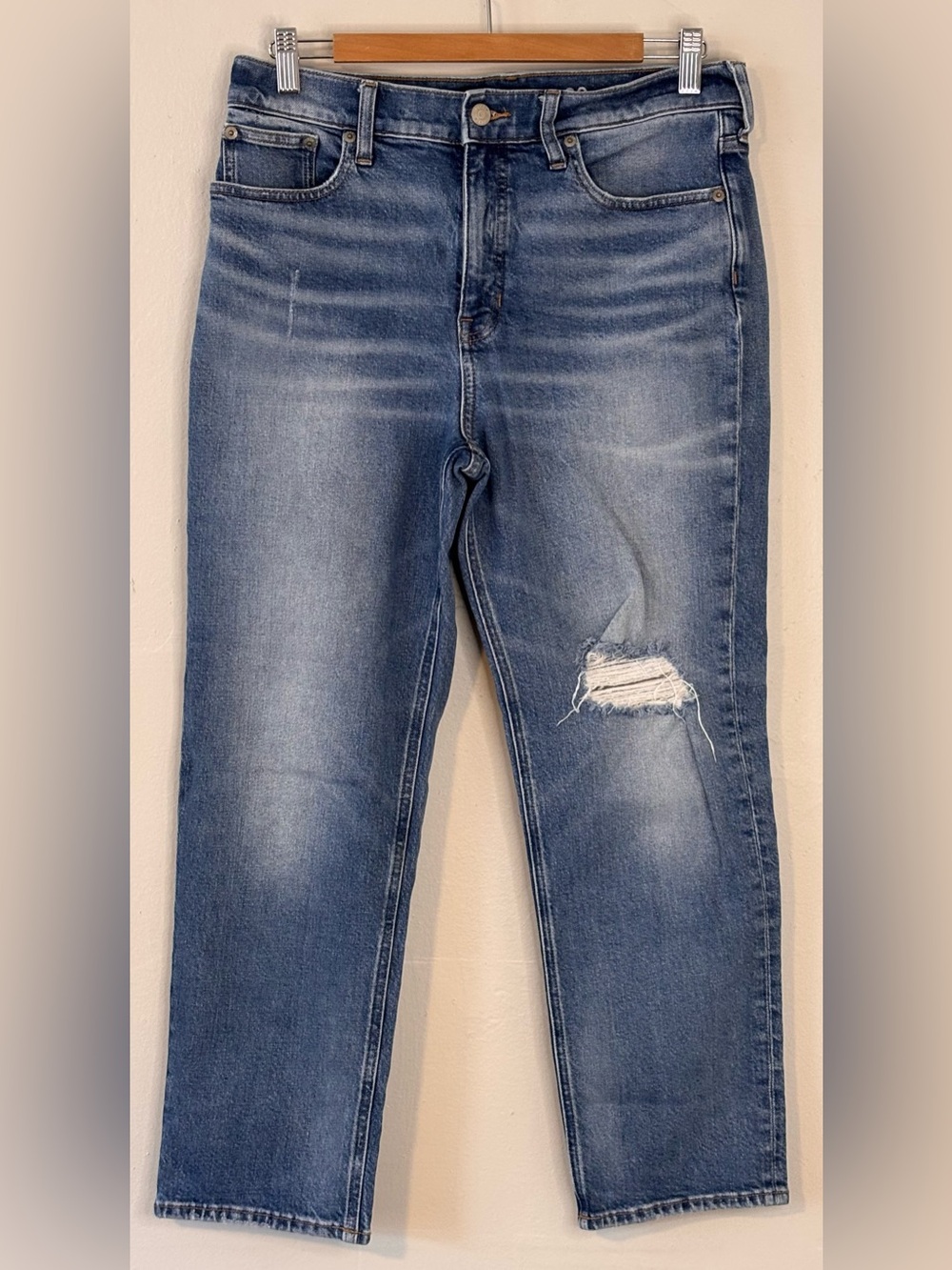 J. Crew Classic Straight Distressed High Rise Denim Jeans Women’s Size 29